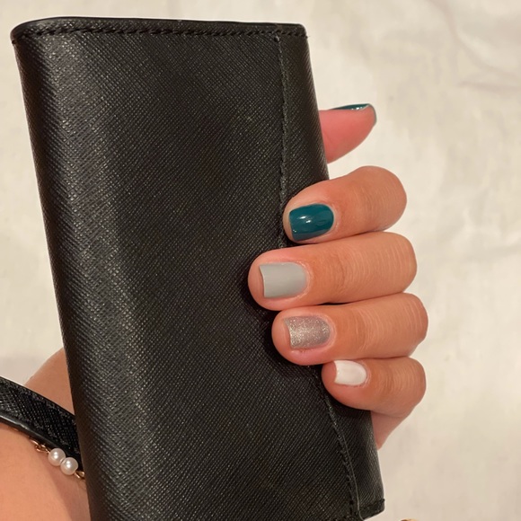 Honey Perforated Saffiano Leather Wristlet - Picture 4 of 9